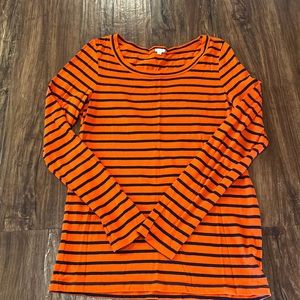 J. Crew/ orange & navy blue top.